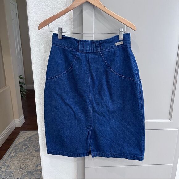 Vintage CALVIN KLEIN 80s / 90s Denim Midi Skirt Sz (vintage 12) - M medium - Picture 3 of 8